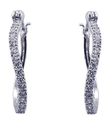 wholesale silver twisted round cz hoop earrings