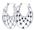 wholesale silver black round cz web crescent hoop earrings