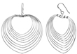 sterling silver heart wire shaped multihoop earrings