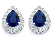 sterling silver rhodioum plated and blue teardrop baguette cz stud earrings