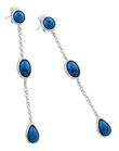 wholesale sterling silver three oval blue cz wire stud earrings