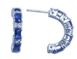wholesale silver crescent blue baguette cz post earrings