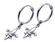 wholesale silver fleur de lis dangle hoop earrings