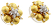 sterling silver gold plated flower center cz stud earrings