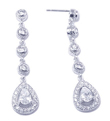 wholesale silver graduated teardrop cz wire stud earrings