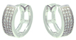 sterling silver rhodioum plated round cz hoop earrings