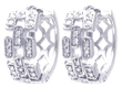 wholesale silver baguette alternated cz hoop earrings