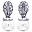 wholesale sterling silver curvy leaf cz synthetic pearl stud earrings