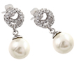 sterling silver rhodioum plated cz pearl stud earrings