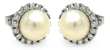 sterling silver rhodioum plated round cz center pearl stud earrings
