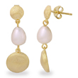sterling silver gold plated disc with pearl earrings