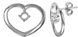 wholesale silver personalized heart mounting earrings