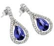 wholesale silver teardrop purple cz stud earrings