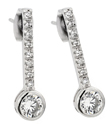 sterling silver rhodioum plated channel set round cz stud earrings