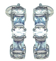 wholesale silver blue and rectangle and round circle cz stud earrings