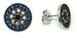 wholesale sterling silver blue and black and cz stud earrings