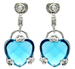 wholesale sterling silver blue heart cz earrings