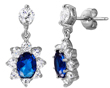 wholesale silver 2 toned and blue cz earrings