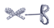 wholesale silver bowtie cz stud earrings