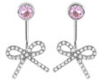 wholesale silver bowtie pink cz earrings