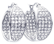 wholesale silver thick round pave cluster cz hoop earrings