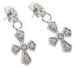 sterling silver rhodioum plated cross cz stud earrings