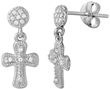 wholesale silver cross cz earrings