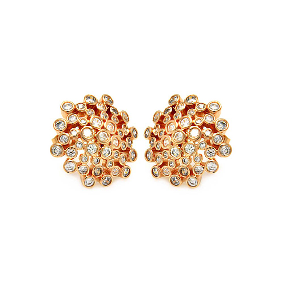 sterling silver gold rhodium plated coral rose sun cz stud earrings