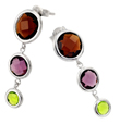 wholesale silver graduated multicolor round cz wire earrings