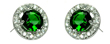 wholesale sterling silver green and round pave cz stud earrings