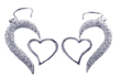 wholesale sterling silver half heart cz heart hook earrings