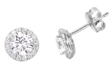 wholesale silver cz halo stud earrings