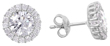 wholesale silver round cz halo stud earrings