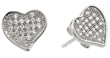sterling silver rhodioum plated heart cz stud earrings