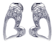 wholesale silver heart cz stud earrings