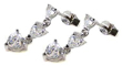 wholesale silver three graduated heart cz earrings