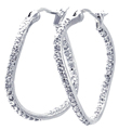 wholesale sterling silver cz curvy oval hoop earrings
