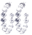 wholesale silver black and cz round hoop earrings