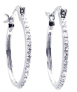 wholesale silver round cz hoop earrings