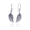 wholesale silver curvy leaf cz hook earrings