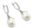 wholesale silver channel set cz synthetic pearl lever back earrings