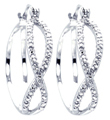 wholesale silver number eigth cz hoop earrings
