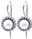 wholesale silver round cz pearl hook earrings