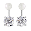 wholesale silver pearl cz earrings