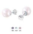 wholesale silver faux pearl birthstone stud earrings