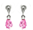 wholesale sterling silver pear teardrop pink cz stud earrings