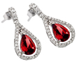 wholesale silver channel set teardrop red and cz stud earrings