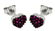wholesale silver red heart cz stud earrings