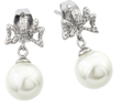 sterling silver rhodioum plated ribbon cz pearl stud earrings