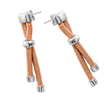 sterling silver rhodium and rose gold plated double long stud earrings
